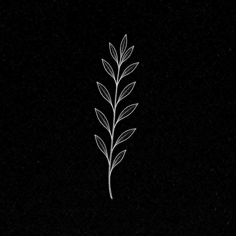Leaf sprig, fine-line flash design