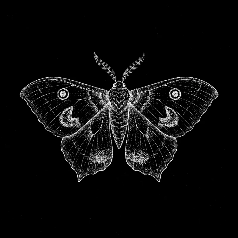 Moth, fine-line flash design