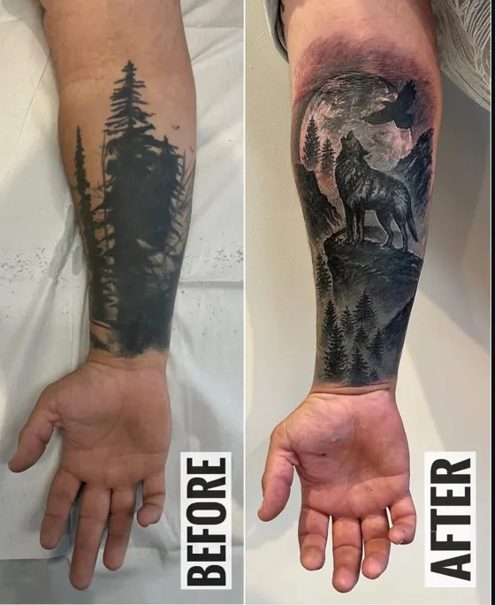 Cover-up 2: before on the left, after on the right