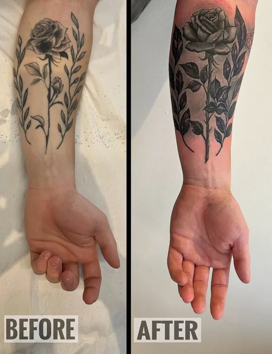 Cover-up 3: before on the left, after on the right