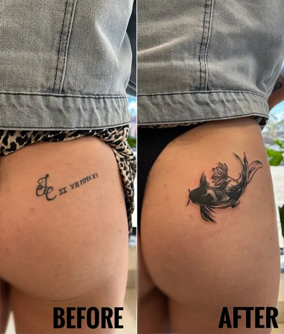 Cover-up 4: before on the left, after on the right