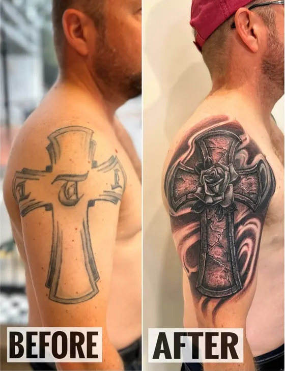 Cover-up 6: before on the left, after on the right