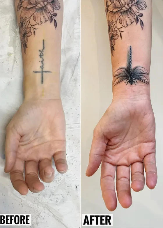 Cover-up 8: before on the left, after on the right
