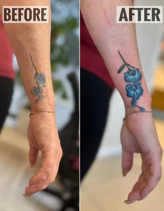 Cover-up 9: before on the left, after on the right