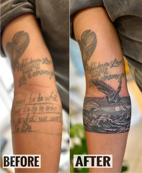 Cover-up 10: before on the left, after on the right