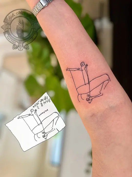 Fine line tattoo on forearm